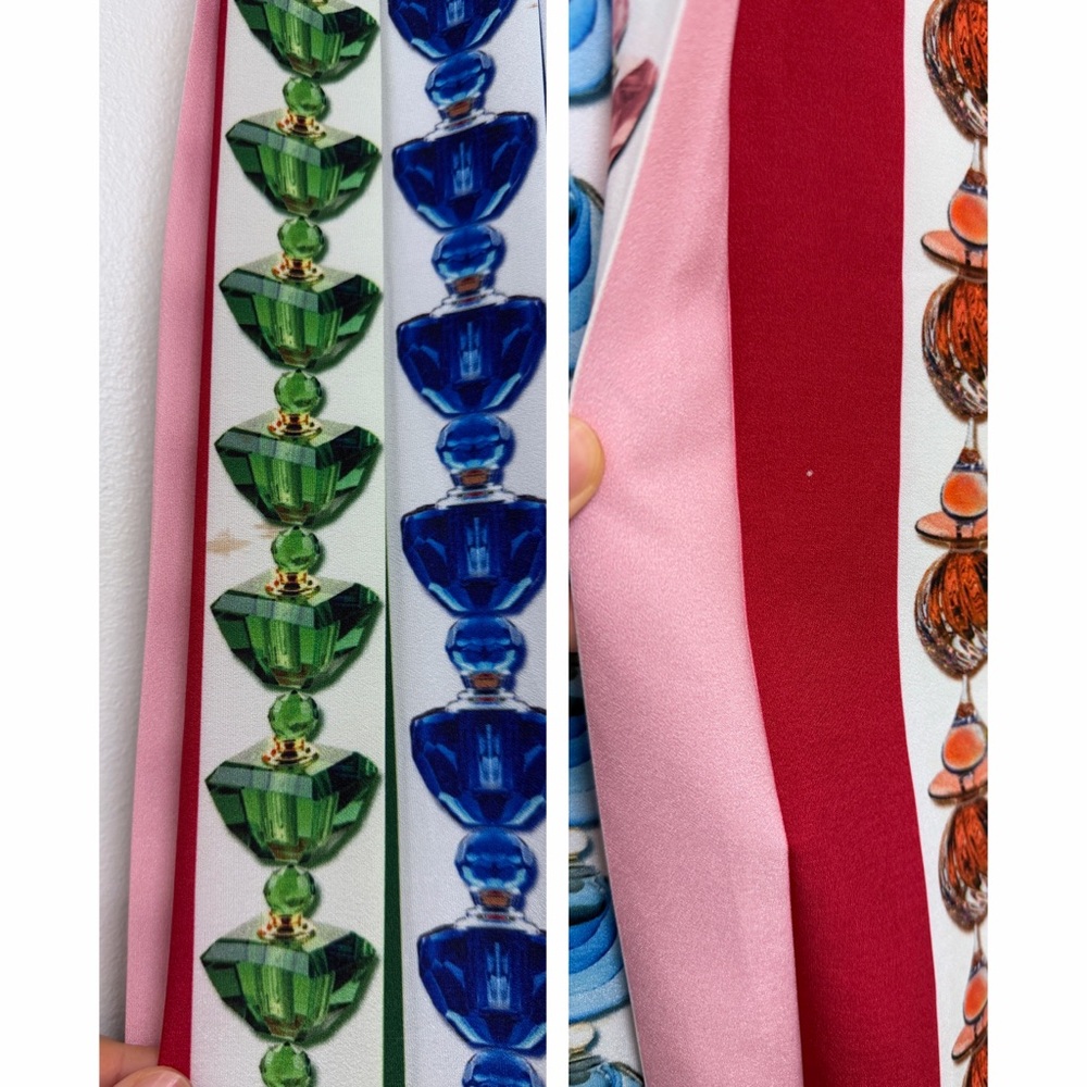 Mary Katrantzou Nyx Perfume Bottle Print Rainbow Stripe Pleated Maxi Skirt US 6 - Picture 6 of 16